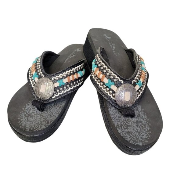 Montana West Shoes - Montana West Concho Sandals Womens 10 Western Platform Flip Flops Thongs